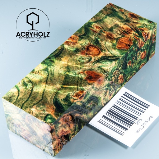 [2075] Pappel Maser stabilisiert Griffblock | 120x40x30| ACRYHOLZ | Messergriff 2075