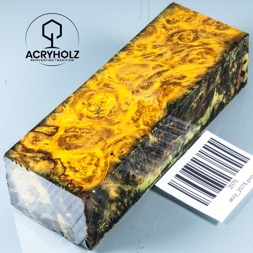 [2078] Pappel Maser stabilisiert Griffblock | 120x40x30| ACRYHOLZ | Messergriff 2078