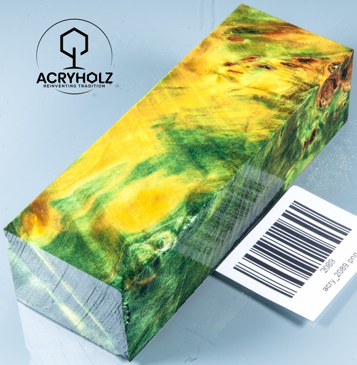 [2089] Pappel Maser stabilisiert Griffblock | 120x40x30| ACRYHOLZ | Messergriff 2089