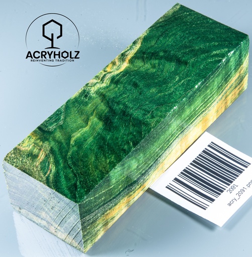 [2091] Pappel Maser stabilisiert Griffblock | 120x40x30| ACRYHOLZ | Messergriff 2091