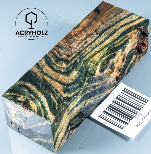 [2093] Pappel Maser stabilisiert Griffblock | 120x40x30| ACRYHOLZ | Messergriff 2093