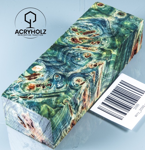 [2099] Pappel Maser stabilisiert Griffblock | 120x40x30| ACRYHOLZ | Messergriff 2099