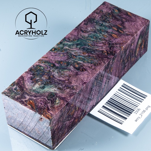 [2106] Ahorn Maser stabilisiert Griffblock | 120x40x30| ACRYHOLZ | Messergriff 2106