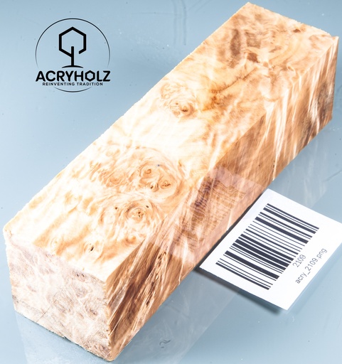 [2109] Kastanie Maser Griffblock stabilisiert | 140x38x38 | ACRYHOLZ | Messergriff | 2109