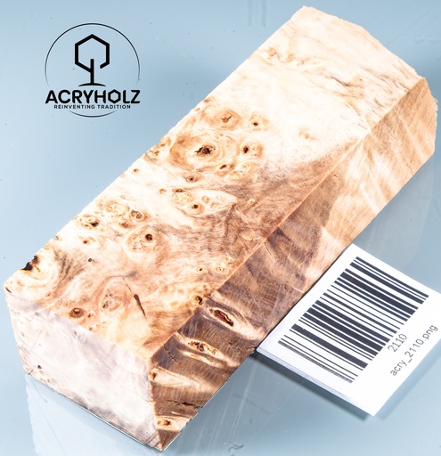 [2110] Kastanie Maser Griffblock stabilisiert | 120x40x30 | ACRYHOLZ | Messergriff | 2110