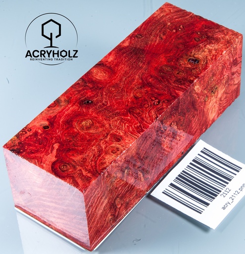 [2112] Ulme Maser stabilisiert Griffblock | 120x44x40| ACRYHOLZ | Messergriff 2112