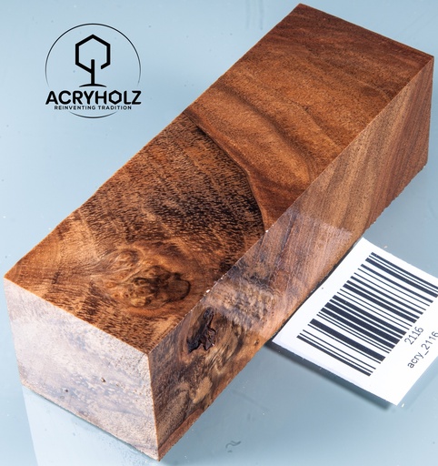 [2116] Walnuss Maser Griffblock stabilisiert | 120x40x38 | acryholz | 2116