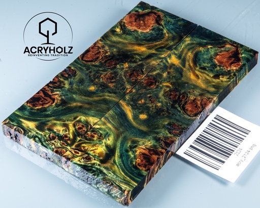[2124] Pappel Griffschalen stabilisiert | 130x40x10| ACRYHOLZ | Messer | Griffholz 2124