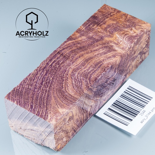 [2144] Esche Maser Griffblock stabilisiert | 120x40x30 | acryholz | 2144