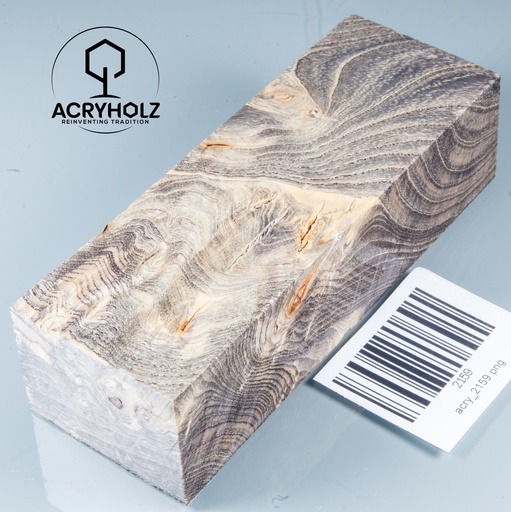 [2159] Esche Maser Griffblock stabilisiert | 120x40x30 | acryholz | 2159