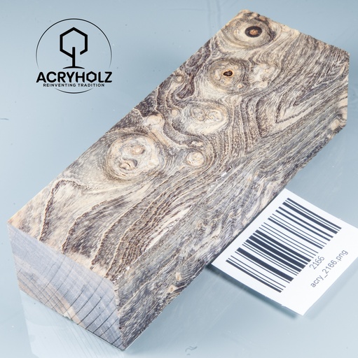 [2166] Esche Maser Griffblock stabilisiert | 120x40x30 | acryholz | 2166