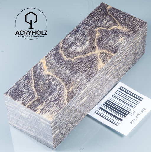 [2167] Esche Maser Griffblock stabilisiert | 120x40x30 | acryholz | 2167