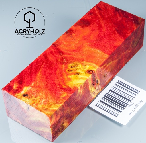 [2183] Pappel Maser stabilisiert Griffblock | 130x40x30| ACRYHOLZ | Messergriff 2183