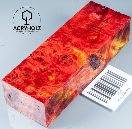 [2184] Pappel Maser stabilisiert Griffblock | 130x40x30| ACRYHOLZ | Messergriff 2184