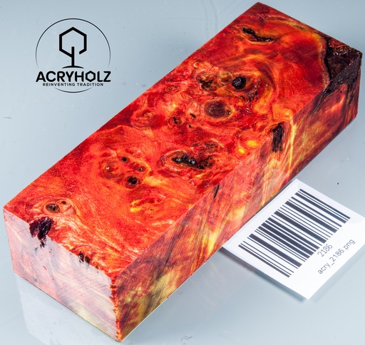 [2186] Pappel Maser stabilisiert Griffblock | 130x40x30| ACRYHOLZ | Messergriff 2186