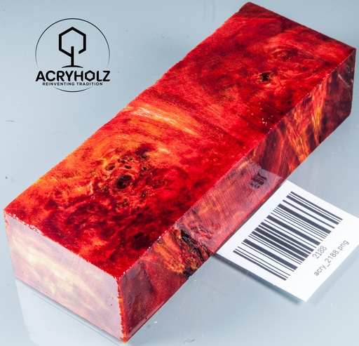 [2188] Pappel Maser stabilisiert Griffblock | 130x40x30| ACRYHOLZ | Messergriff 2188