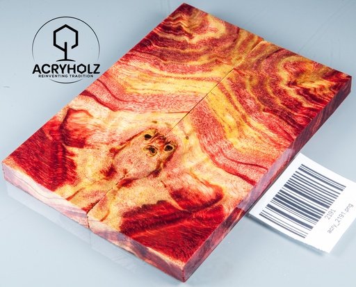 [2191] Pappel Griffschalen stabilisiert | 130x45x10| ACRYHOLZ | Messer | Griffholz 2191