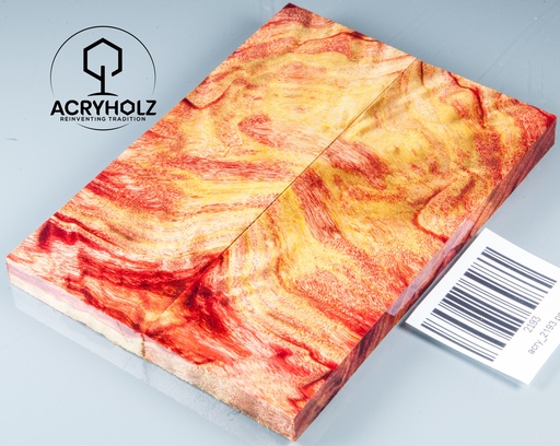 [2193] Pappel Griffschalen stabilisiert | 130x45x10| ACRYHOLZ | Messer | Griffholz 2193