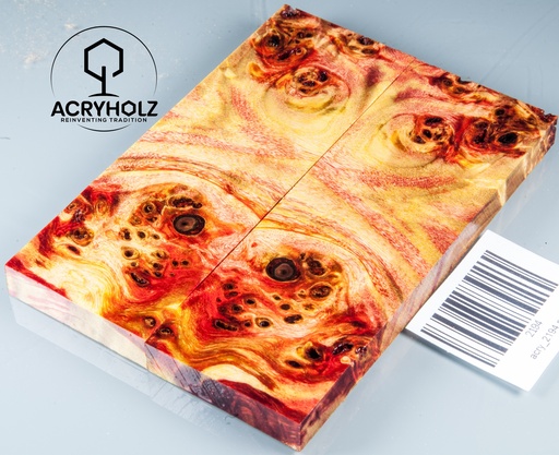[2194] Pappel Griffschalen stabilisiert | 130x45x10| ACRYHOLZ | Messer | Griffholz 2194