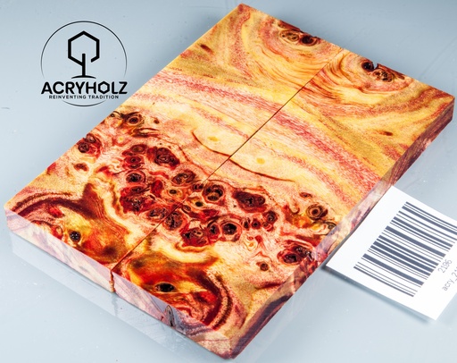 [2196] Pappel Griffschalen stabilisiert | 130x45x10| ACRYHOLZ | Messer | Griffholz 2196