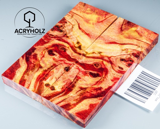 [2197] Pappel Griffschalen stabilisiert | 130x45x10| ACRYHOLZ | Messer | Griffholz 2197