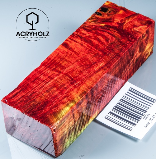[2221] Bloque de mango de castaño madera veteada estabilizado | 120x40x30 | ACRYHOLZ | Mango para cuchillo | 2221