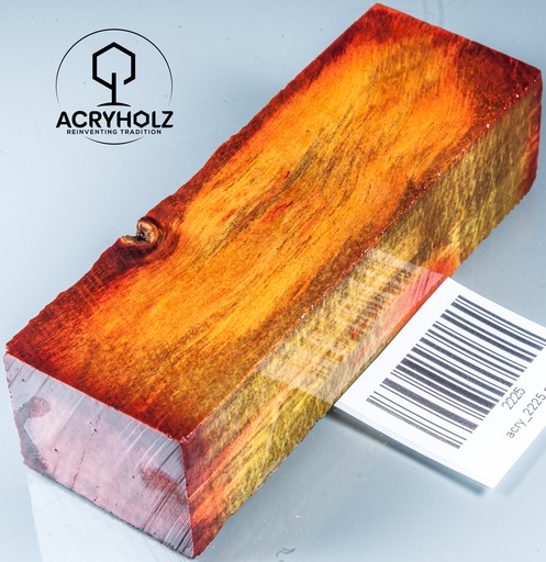 [2225] Bloque de mango de madera de castaño burl estabilizada | 120x40x30 | ACRYHOLZ | Mango para cuchillo | 2225