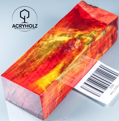 [2226] Bloque de mango de madera de castaño burl estabilizada | 120x40x30 | ACRYHOLZ | Mango para cuchillo | 2226