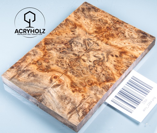 [2264] Linde Maser Griffschalen stabilisiert | 120x40x9 | acryholz | Messergriff | 2264