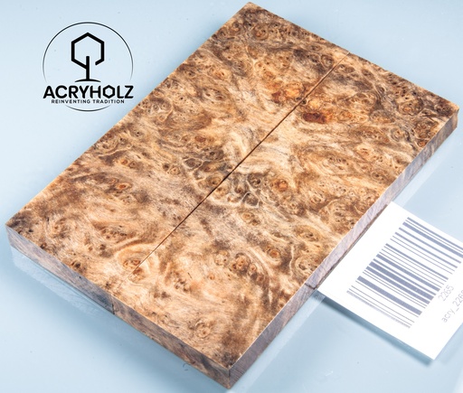 [2265] Linde Maser Griffschalen stabilisiert | 120x40x9 | acryholz | Messergriff | 2265