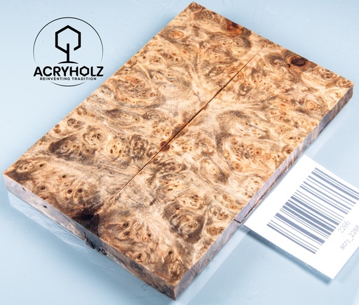 [2266] Linde Maser Griffschalen stabilisiert | 120x40x9 | acryholz | Messergriff | 2266