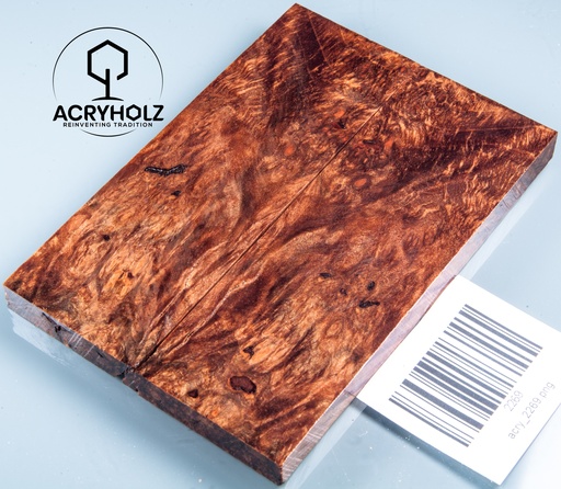 [2269] Ahorn Maser Griffschalen stabilisiert | 120x40x9 | acryholz | Messergriff | 2269