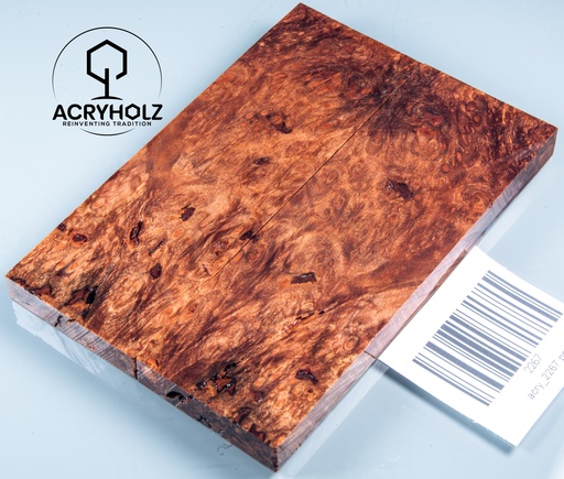 [2267] Ahorn Maser Griffschalen stabilisiert | 120x40x9 | acryholz | Messergriff | 2267