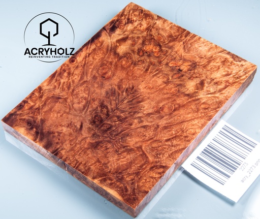 [2273] Ahorn Maser Griffschalen stabilisiert | 120x45x9 | acryholz | Messergriff | 2273