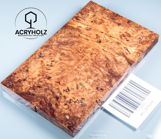 [2274] Ahorn Maser Griffschalen stabilisiert | 130x40x9 | acryholz | Messergriff | 2274