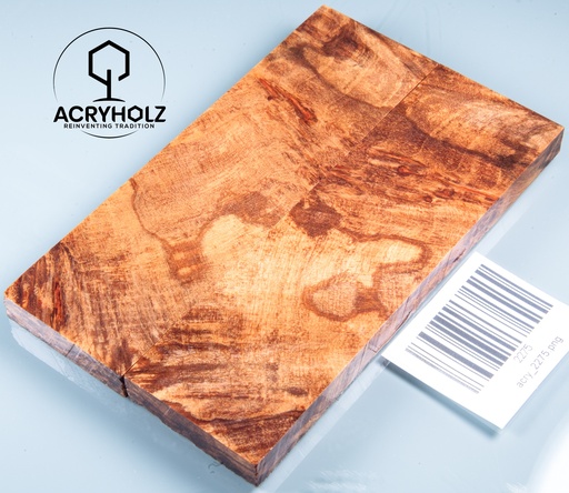 [2275] Ahorn Maser Griffschalen stabilisiert | 130x40x9 | acryholz | Messergriff | 2275