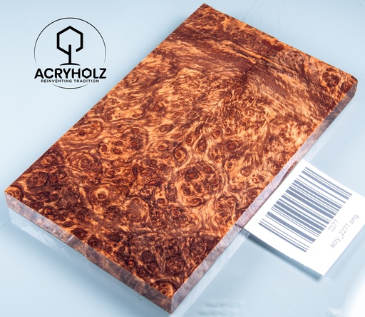 [2277] Ahorn Maser Griffschalen stabilisiert | 130x40x9 | acryholz | Messergriff | 2277