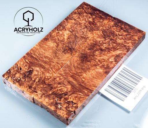[2278] Loupe d'Érable Plaquettes de Manche Stabilisé | 130x40x9 | acryholz | Manche de Couteau | 2278