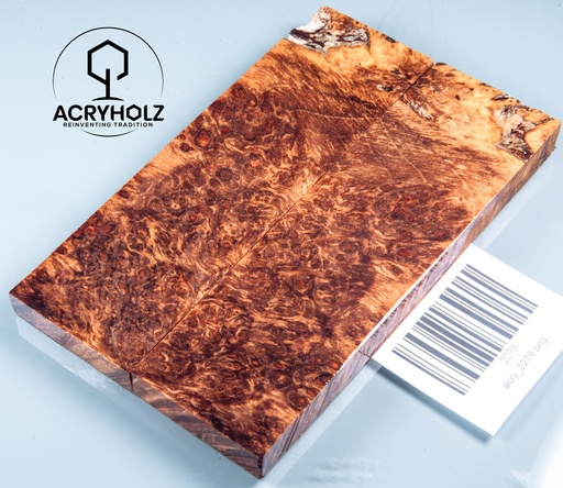 [2279] Ahorn Maser Griffschalen stabilisiert | 130x40x9 | acryholz | Messergriff | 2279