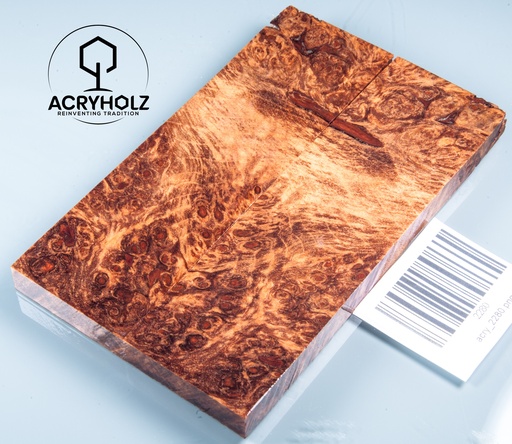 [2280] Loupe d'Érable Plaquettes de Manche Stabilisé | 130x40x9 | acryholz | Manche de Couteau | 2280