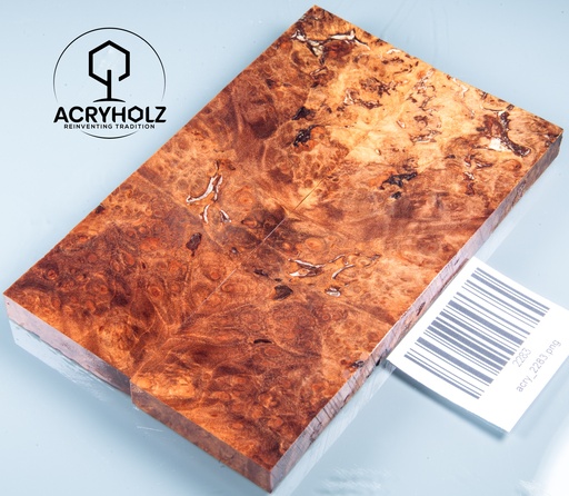 [2283] Ahorn Maser Griffschalen stabilisiert | 130x40x9 | acryholz | Messergriff | 2283