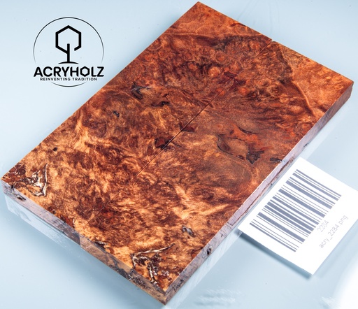 [2284] Ahorn Maser Griffschalen stabilisiert | 130x40x9 | acryholz | Messergriff | 2284