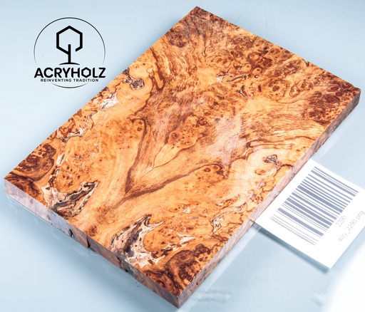 [2290] Ahorn Maser Griffschalen stabilisiert | 130x45x9 | acryholz | Messergriff | 2290