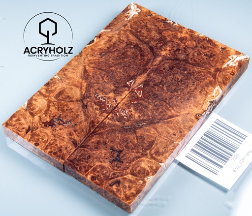 [2291] Ahorn Maser Griffschalen stabilisiert | 130x45x9 | acryholz | Messergriff | 2291