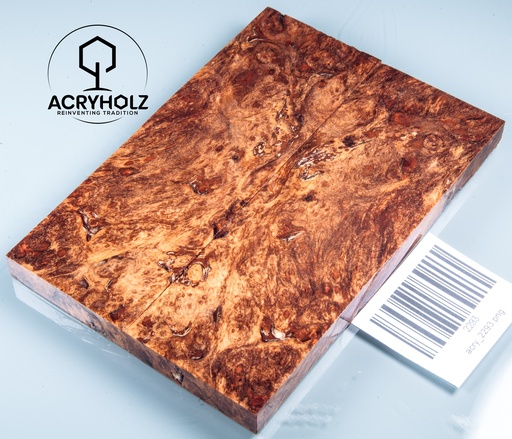 [2293] Loupe d'Érable Plaquettes de Manche Stabilisé | 130x45x9 | acryholz | Manche de Couteau | 2293