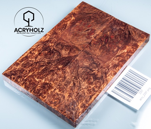 [2297] Ahorn Maser Griffschalen stabilisiert | 130x45x9 | acryholz | Messergriff | 2297