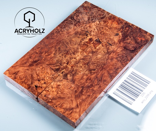 [2298] Ahorn Maser Griffschalen stabilisiert | 130x45x9 | acryholz | Messergriff | 2298