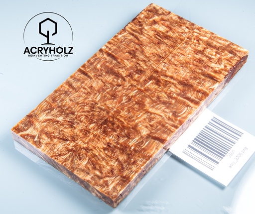 [2300] Birke Maser Griffschalen stabilisiert | 140x40x9 | acryholz | Messergriff | 2300