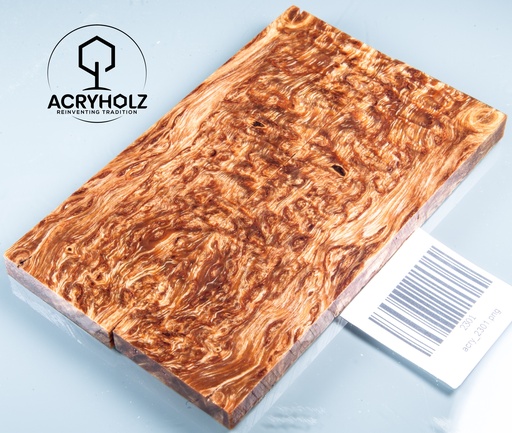 [2301] Birke Maser Griffschalen stabilisiert | 140x44x9 | acryholz | Messergriff | 2301