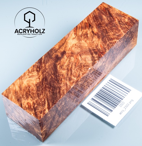 [2322] Ahorn Maser Griffblock stabilisiert | 130x40x30 | acryholz | 2322